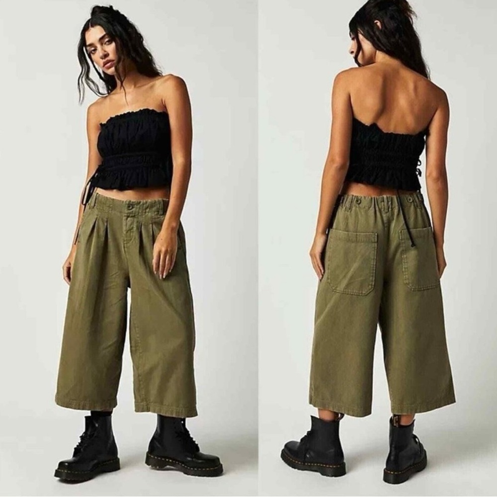 FREE PEOPLE Women's Hard Rain Cropped Culotte Gaucho Pants Size 8